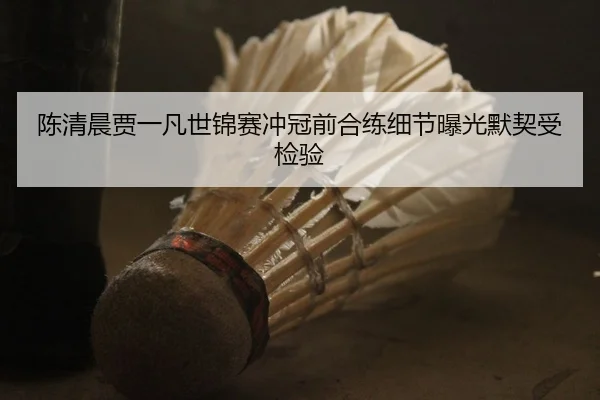 陈清晨贾一凡世锦赛冲冠前合练细节曝光默契受检验